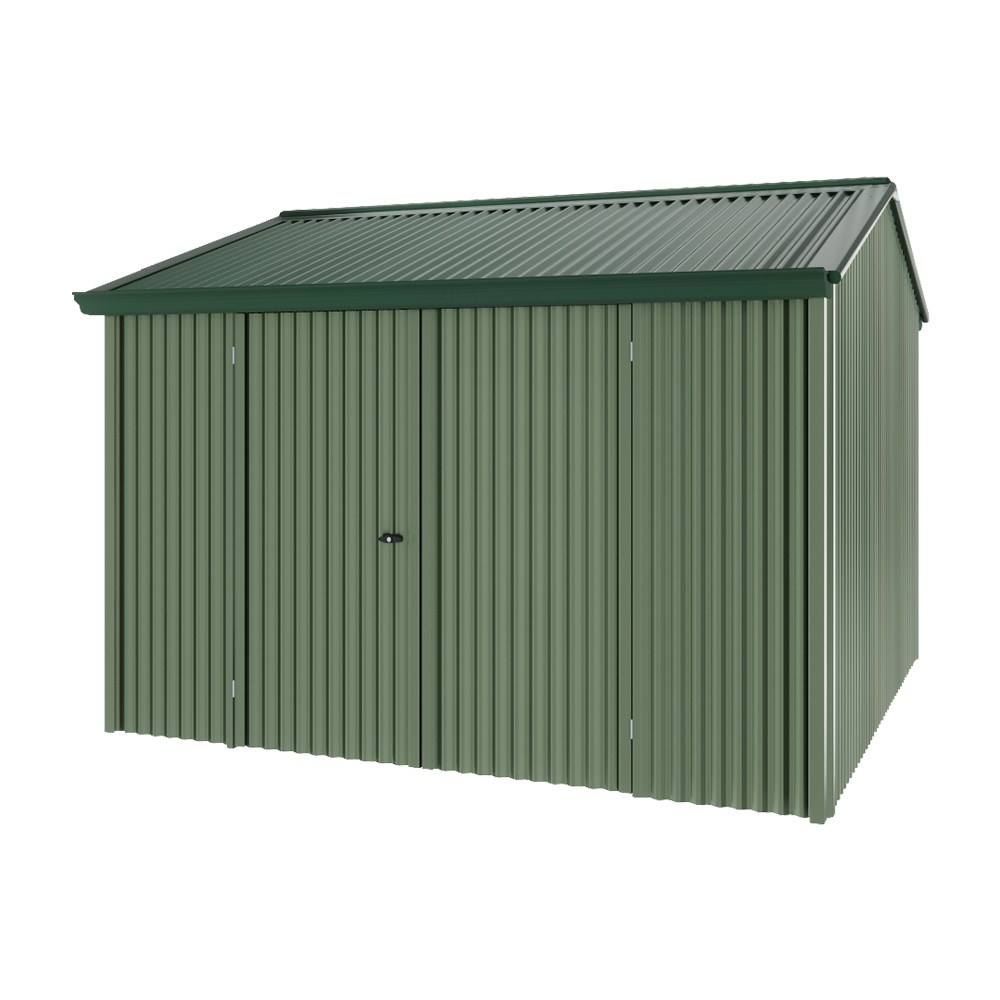 Handi-Heritage Shed H3 3.30X3.30 Roof:Caulfield Green Wall:Rivergum Front/Rear Double Door