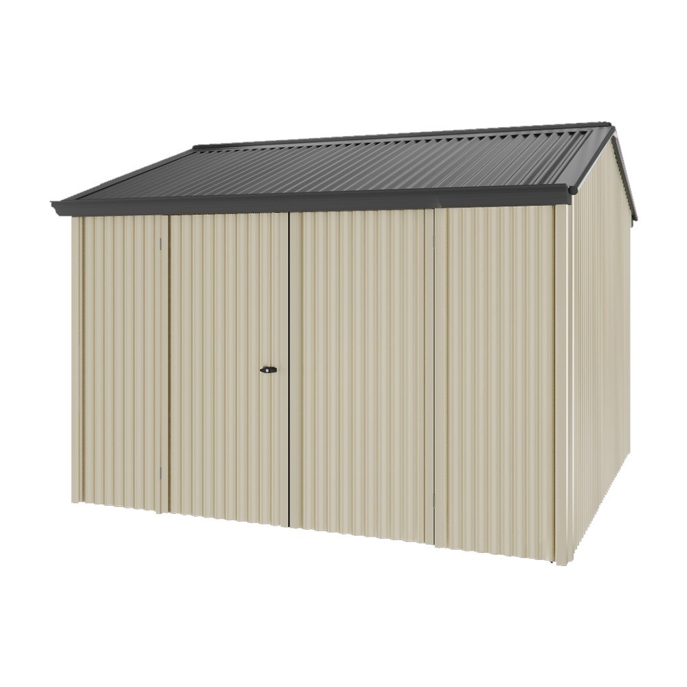 Handi-Heritage Shed H3 3.30X3.30 Roof:Gun Metal Grey Wall:Merino Front/Rear Double Door
