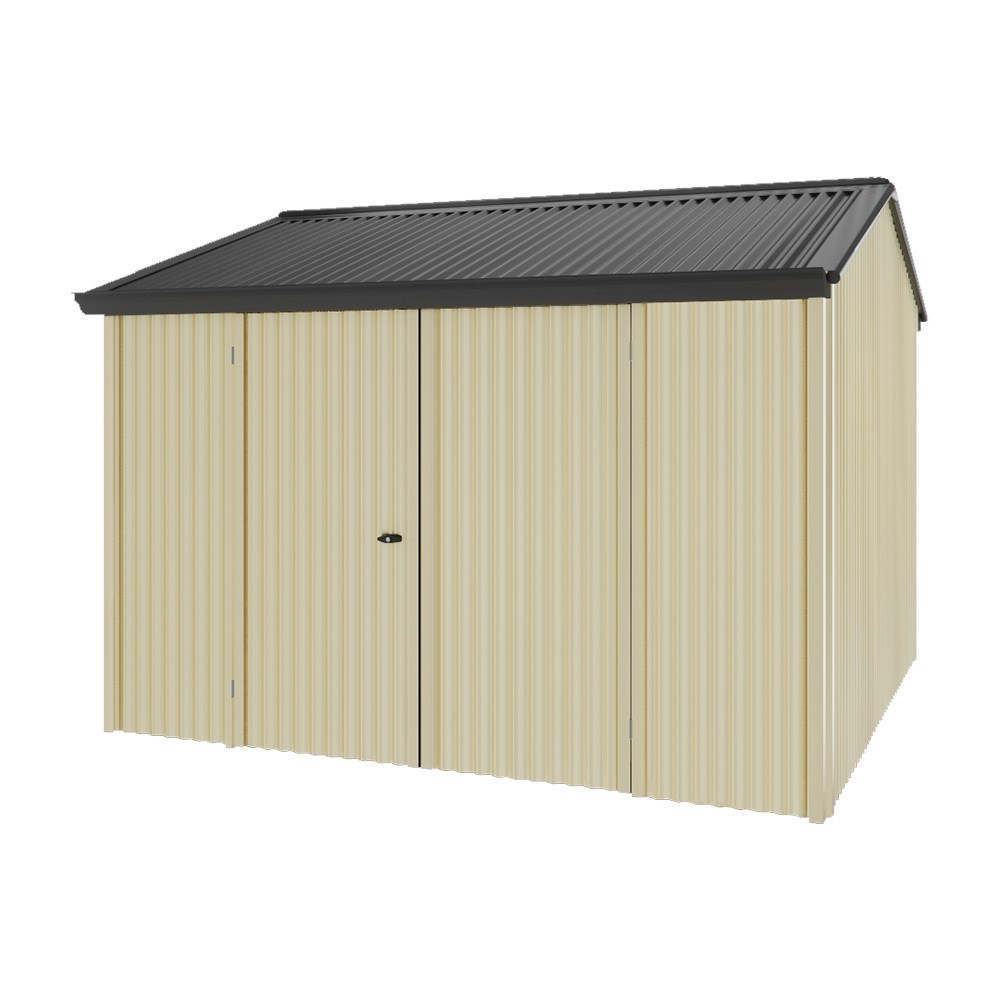 Handi-Heritage Shed H3 3.30X3.30 Roof:Gun Metal Grey Wall:Primrose Front/Rear Double Door