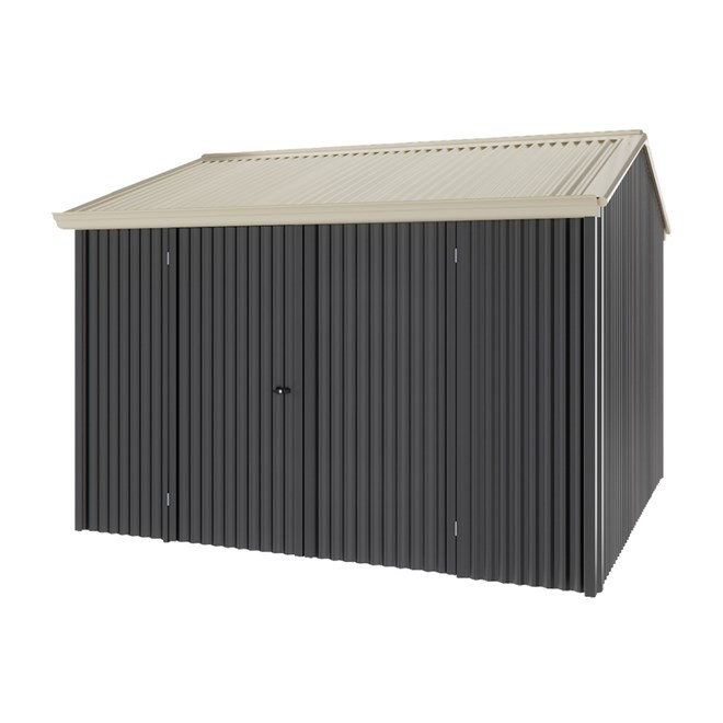 Handi-Heritage Shed H3 3.30X3.30 Roof:Merino Wall:Gun Metal Grey Front/Rear Double Door