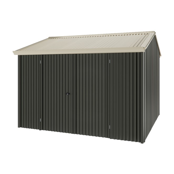 Handi-Heritage Shed H3 3.30X3.30 Roof:Merino Wall:Slate Grey Front/Rear Double Door