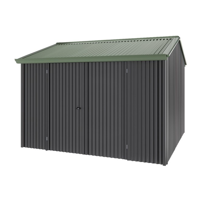 Handi-Heritage Shed H3 3.30X3.30 Roof:Rivergum Wall:Gun Metal Grey Front/Rear Double Door