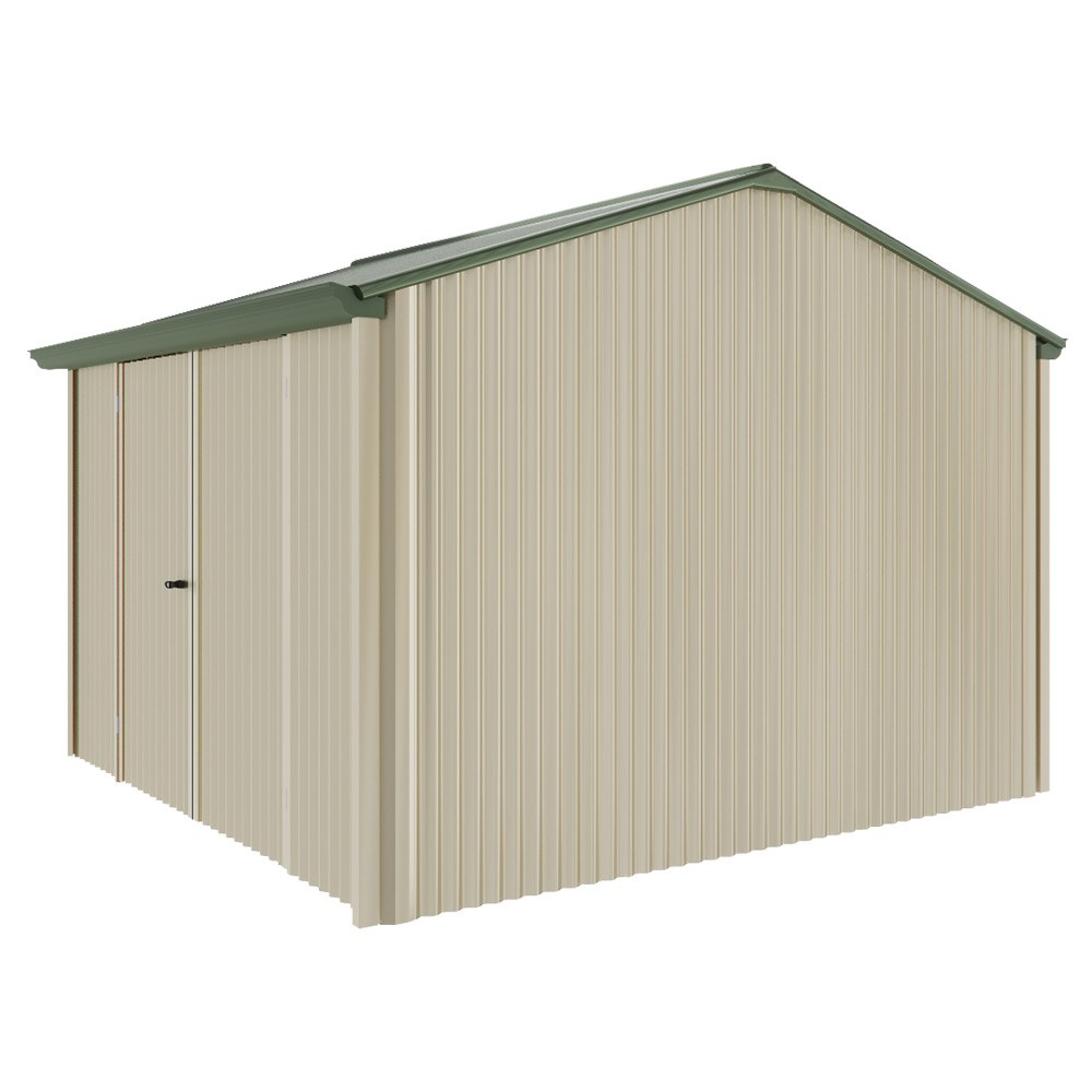 Handi-Heritage Shed H3 3.30X3.30 Roof:Rivergum Wall:Merino Front/Rear Double Door