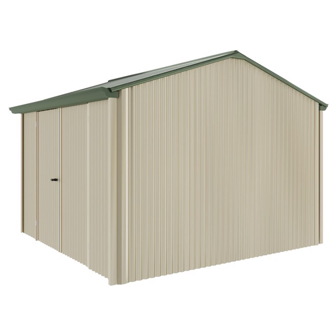 Handi-Heritage Shed H3 3.30X3.30 Roof:Rivergum Wall:Merino Front/Rear Double Door