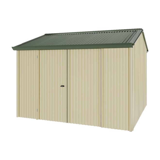 Handi-Heritage Shed H3 3.30X3.30 Roof:Rivergum Wall:Primrose Front/Rear Double Door