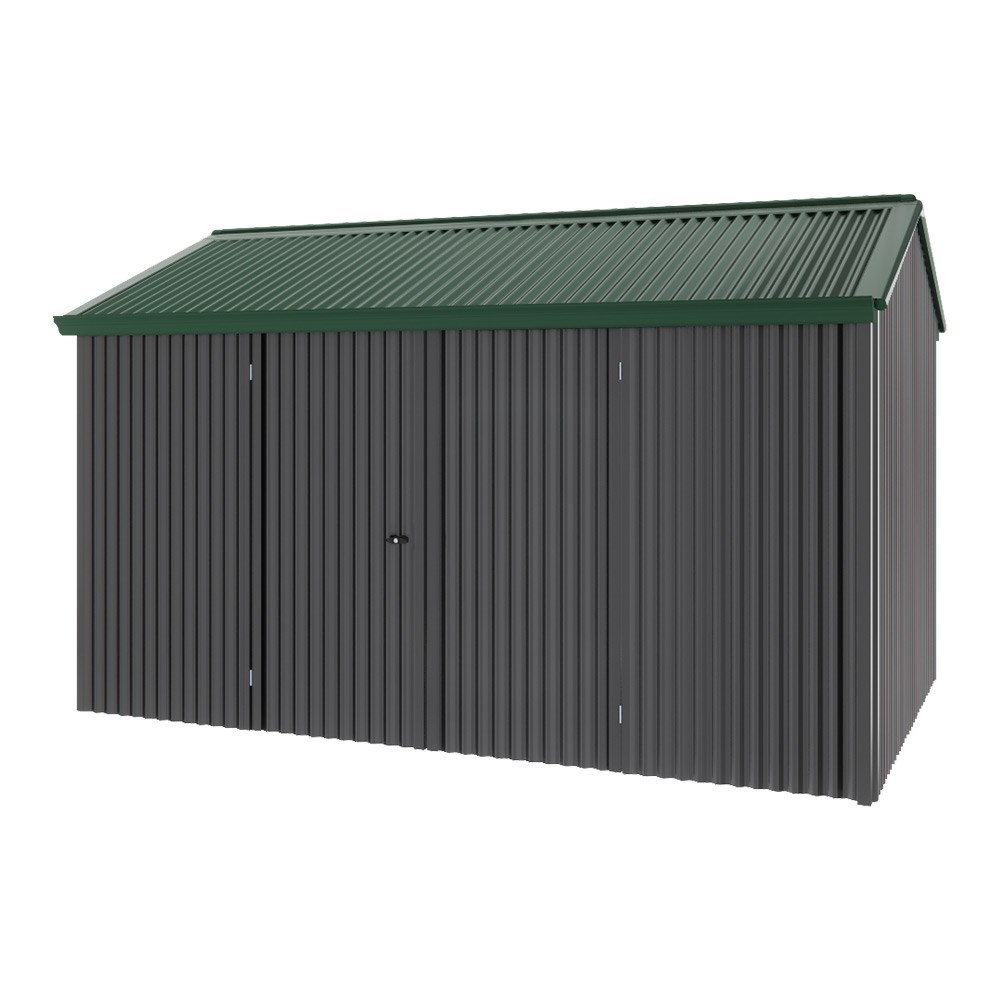 Handi-Heritage Shed H4 3.96X2.52 Roof:Caulfield Green Wall:Gun Metal Grey Front/Rear Double Door
