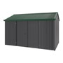 Handi-Heritage Shed H4 3.96X2.52 Roof:Caulfield Green Wall:Gun Metal Grey Front/Rear Double Door