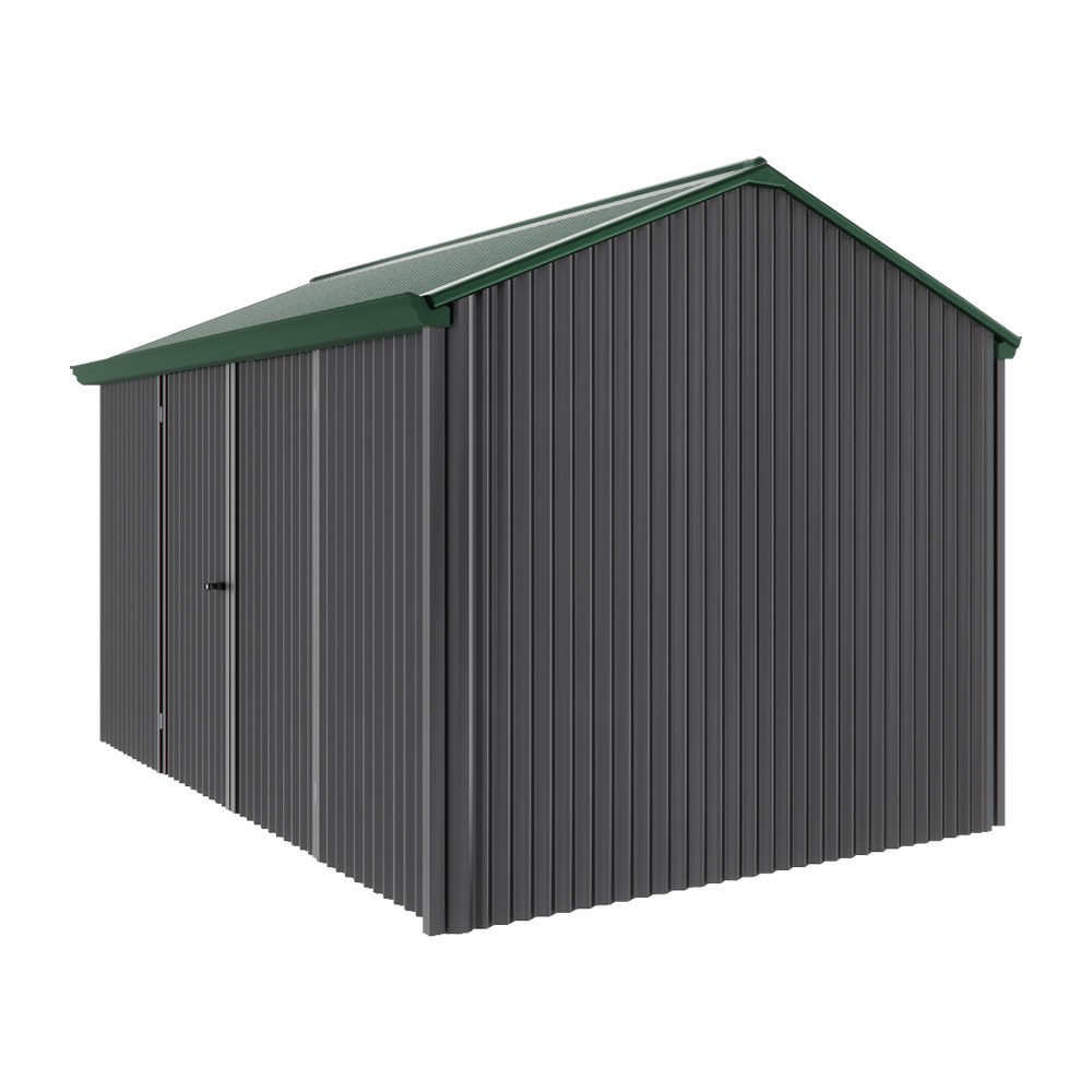 Handi-Heritage Shed H4 3.96X2.52 Roof:Caulfield Green Wall:Gun Metal Grey Front/Rear Double Door