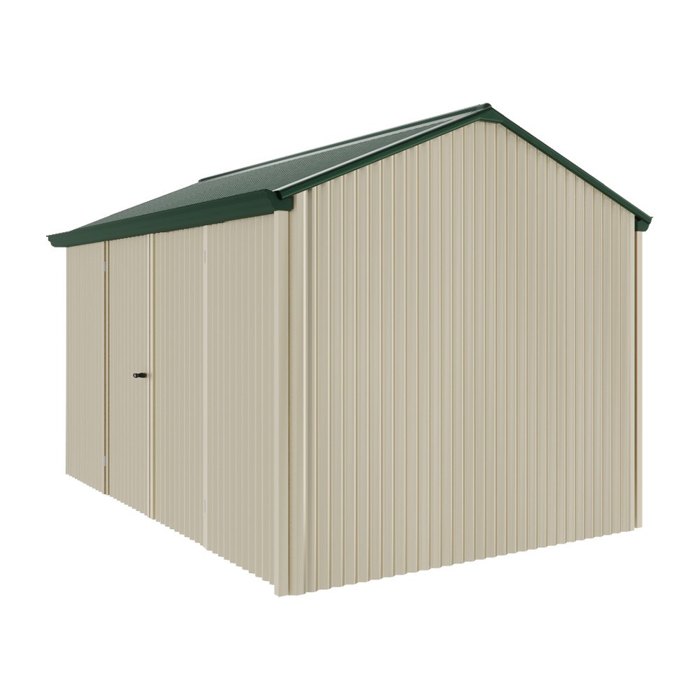 Handi-Heritage Shed H4 3.96X2.52 Roof:Caulfield Green Wall:Merino Front/Rear Double Door
