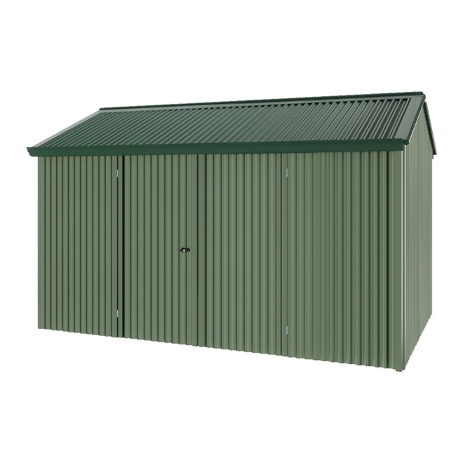 Handi-Heritage Shed H4 3.96X2.52 Roof:Caulfield Green Wall:Rivergum Front/Rear Double Door
