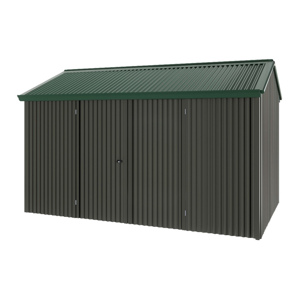 Handi-Heritage Shed H4 3.96X2.52 Roof:Caulfield Green Wall:Slate Grey Front/Rear Double Door
