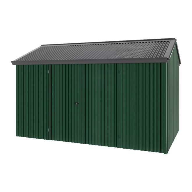 Handi-Heritage Shed H4 3.96X2.52 Roof:Gun Metal Grey Wall:Caulfield Green Front/Rear Double Door