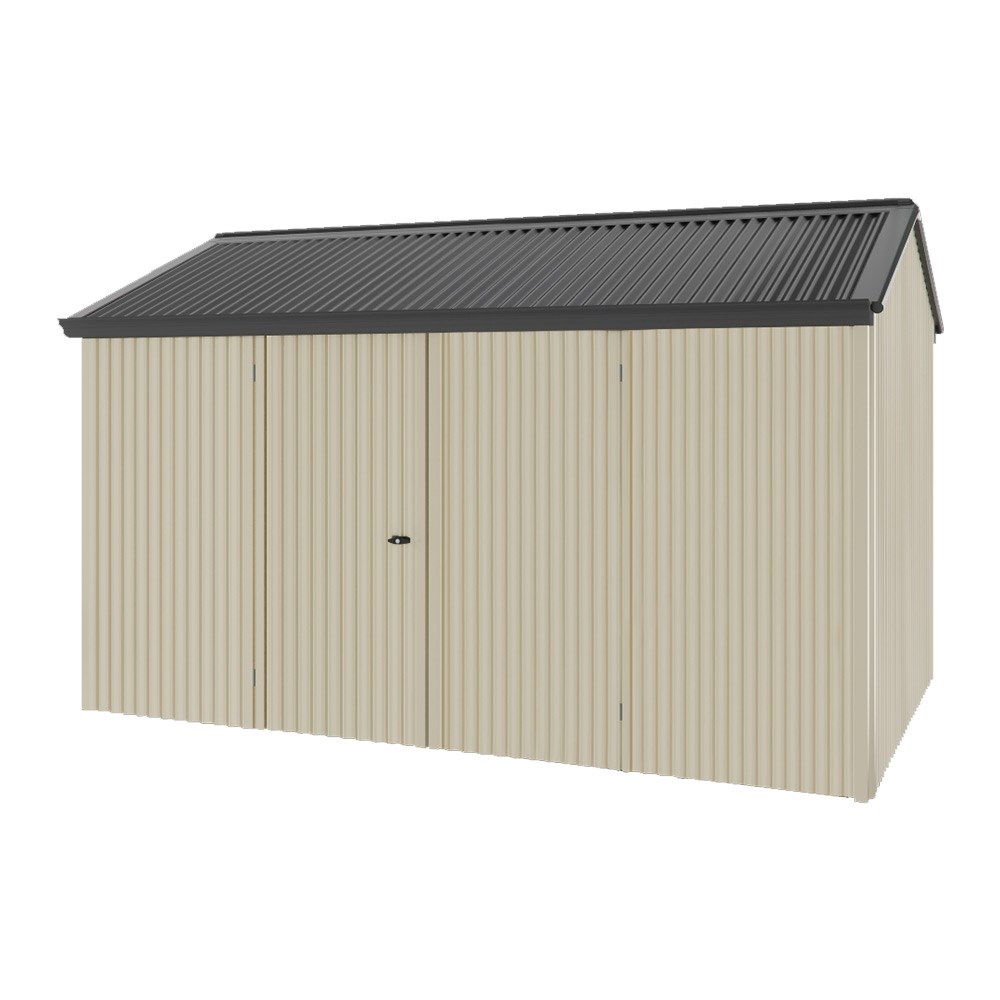 Handi-Heritage Shed H4 3.96X2.52 Roof:Gun Metal Grey Wall:Merino Front/Rear Double Door