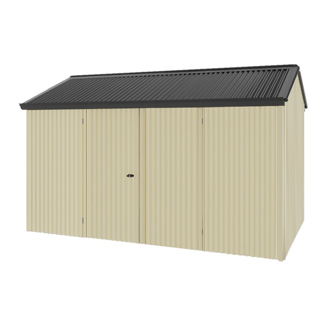 Handi-Heritage Shed H4 3.96X2.52 Roof:Gun Metal Grey Wall:Primrose Front/Rear Double Door