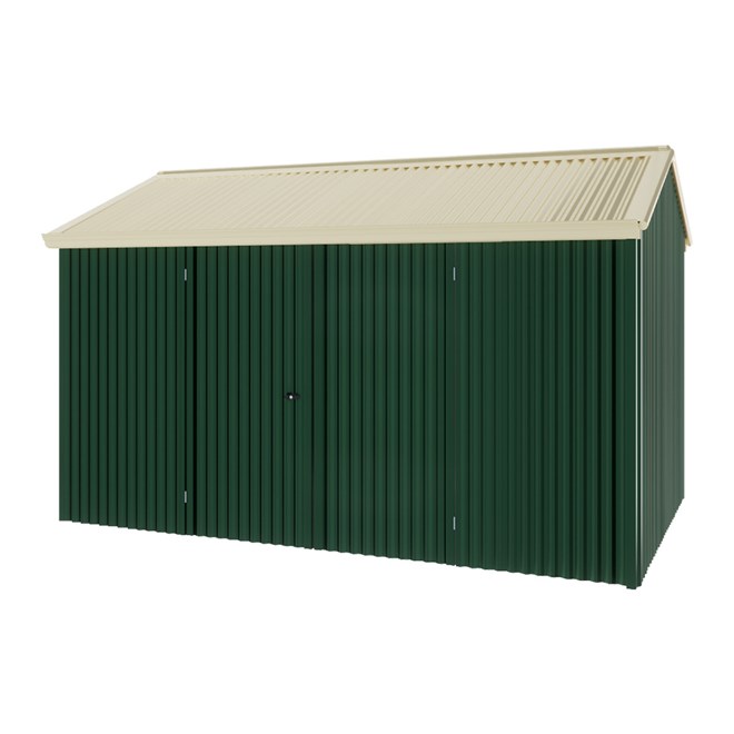 Handi-Heritage Shed H4 3.96X2.52 Roof:Primrose Wall:Caulfield Green Front/Rear Double Door