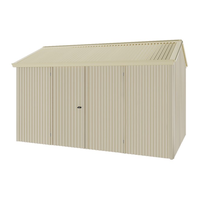Handi-Heritage Shed H4 3.96X2.52 Roof:Primrose Wall:Merino Front/Rear Double Door