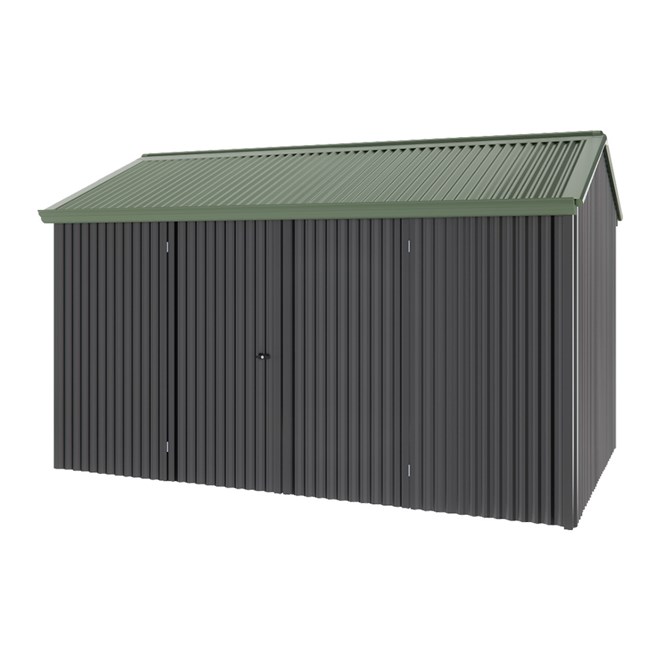 Handi-Heritage Shed H4 3.96X2.52 Roof:Rivergum Wall:Gun Metal Grey Front/Rear Double Door