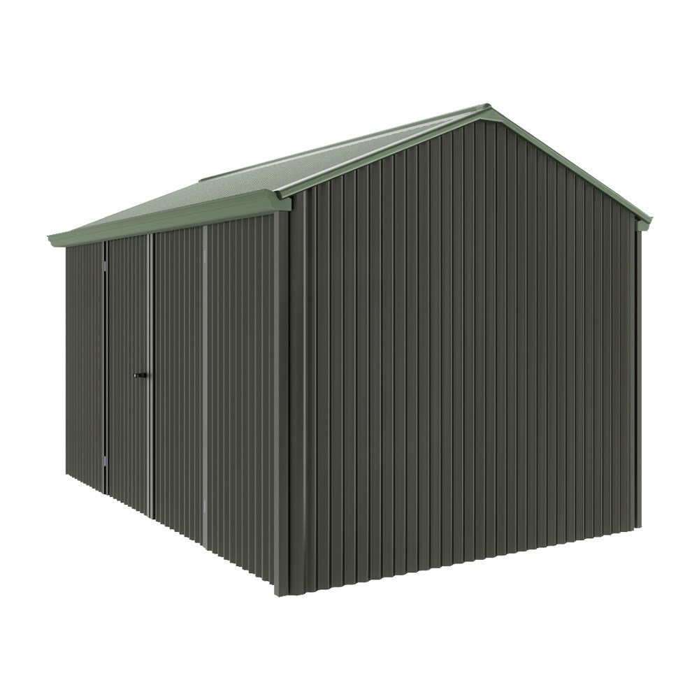 Handi-Heritage Shed H4 3.96X2.52 Roof:Rivergum Wall:Slate Grey Front/Rear Double Door
