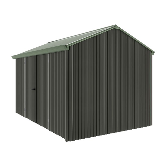 Handi-Heritage Shed H4 3.96X2.52 Roof:Rivergum Wall:Slate Grey Front/Rear Double Door