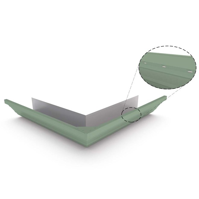 HK Gutter External Mitre Slotted Mist Green