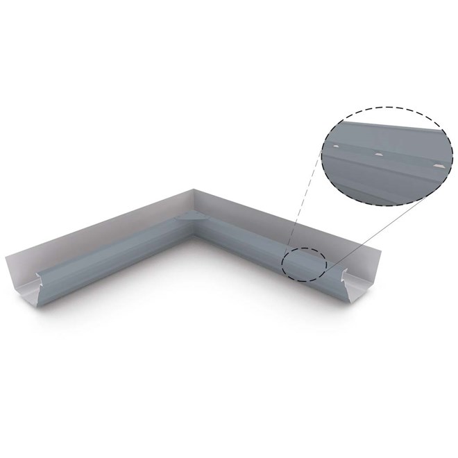 HK Gutter Internal Mitre Slotted Armour Grey