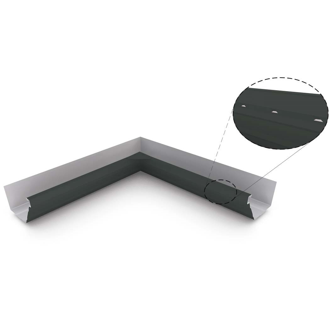 HK Gutter Internal Mitre Slotted Gun Metal Grey