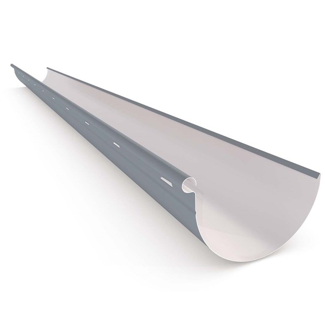 Half Round Gutter Slotted Armour Grey