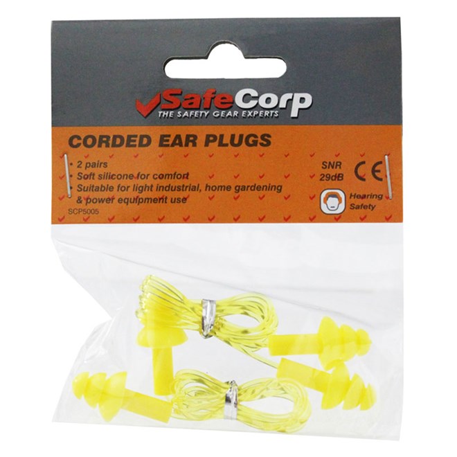 SafeCorp Corded Ear Plugs 2 Pack