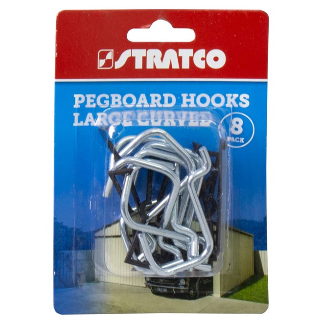 Pegboard Hooks Curved 8 Pieces Large