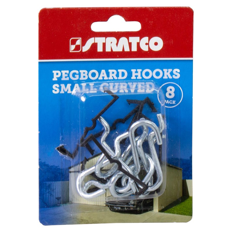 Pegboard Hooks Curved 8 Pieces Small