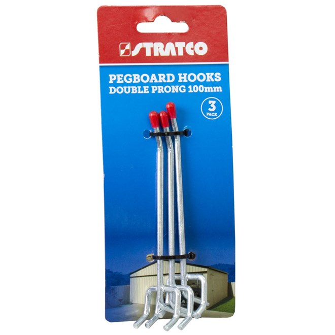 Pegboard Hooks Double Prong 3 Pieces 100mm