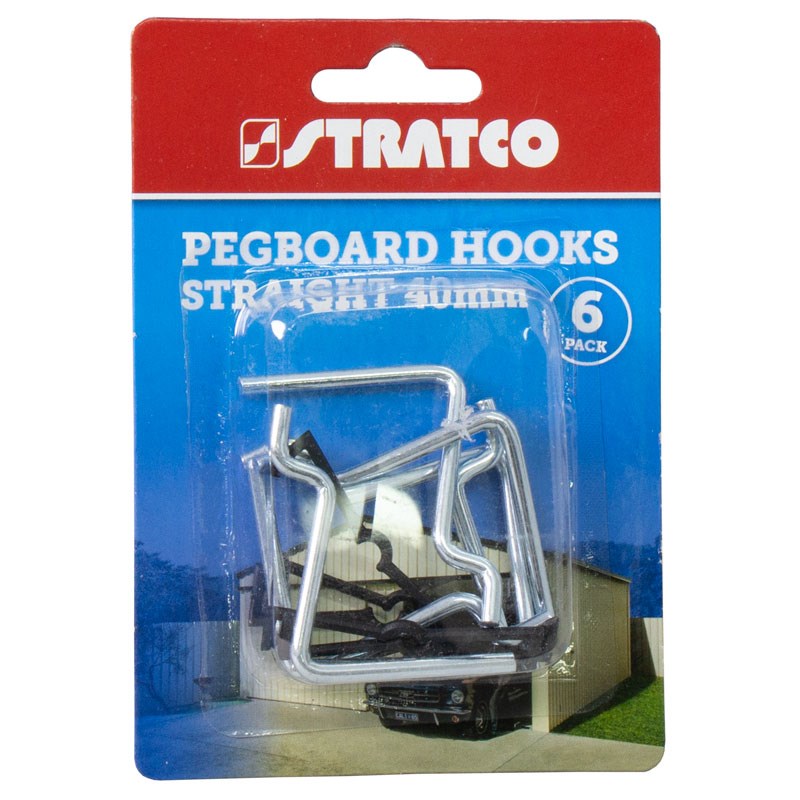 Pegboard Hooks Straight 6 Pieces 40mm