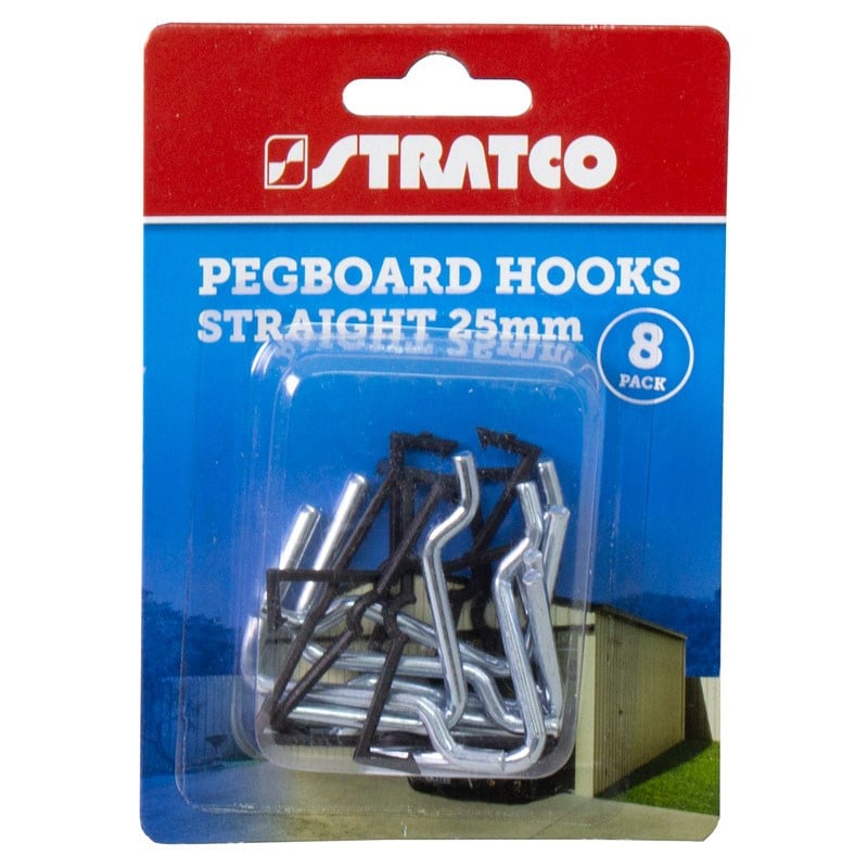 Pegboard Hooks Straight 8 Pieces 25mm