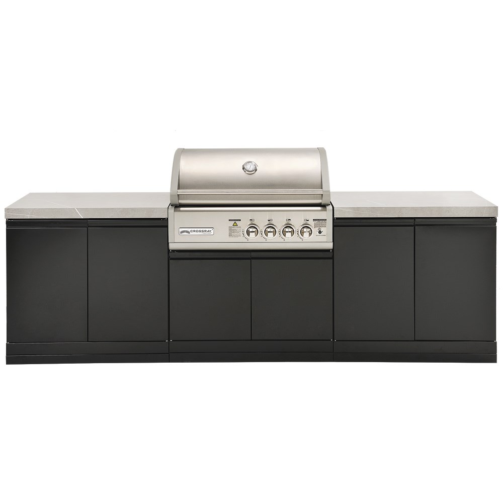 CROSSRAY 4 Burner Gas Outdoor Kitchen With Double Cabinets
