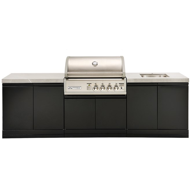 CROSSRAY 4 Burner Gas Outdoor Kitchen With Double Cabinets And Sink