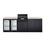 CROSSRAY eXtreme Electric Grey Outdoor Kitchen With Double Cabinets And Double Door Fridge