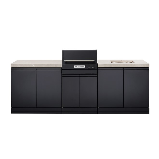 CROSSRAY eXtreme Electric Grey Outdoor Kitchen With Double Cabinets And Sink
