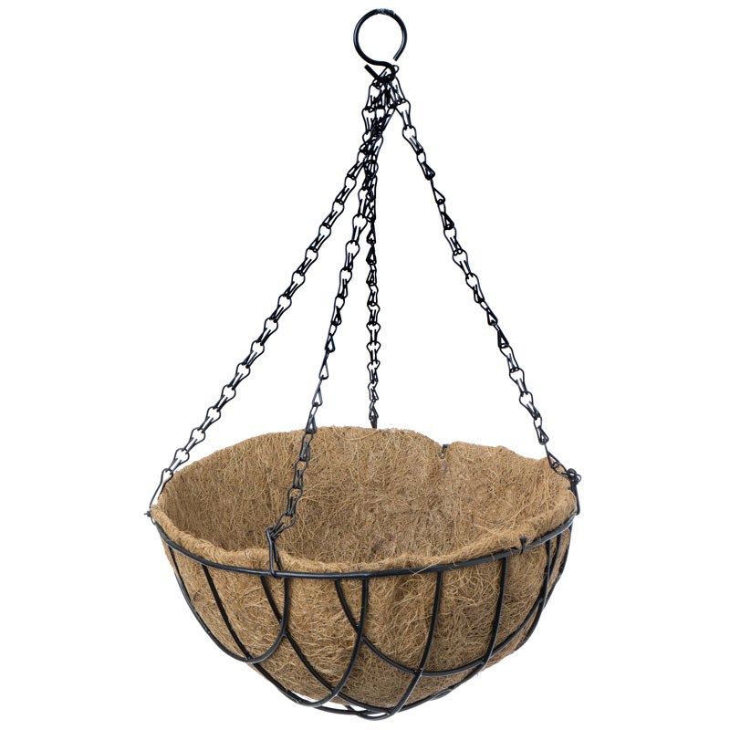 clyde garden outdoor 30cm green wire hanging basket with