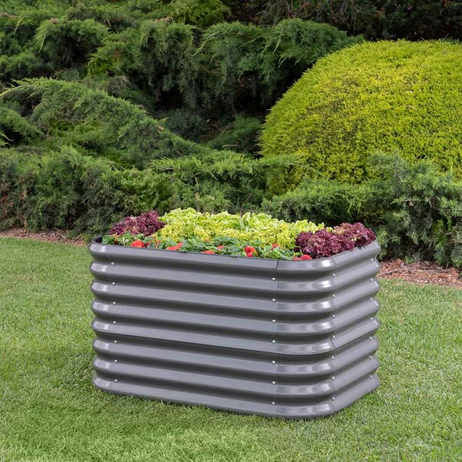 Corrugated Garden Bed Double Height Slate Grey