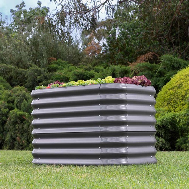 Corrugated Garden Bed Double Height Slate Grey