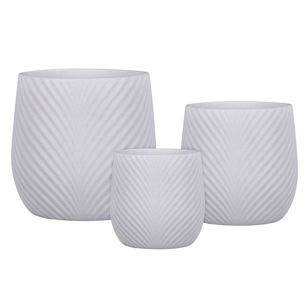 Cylinder Leaf Pot White Small