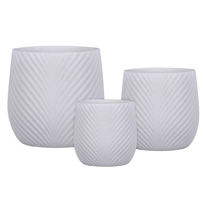 Cylinder Leaf Pot White Small