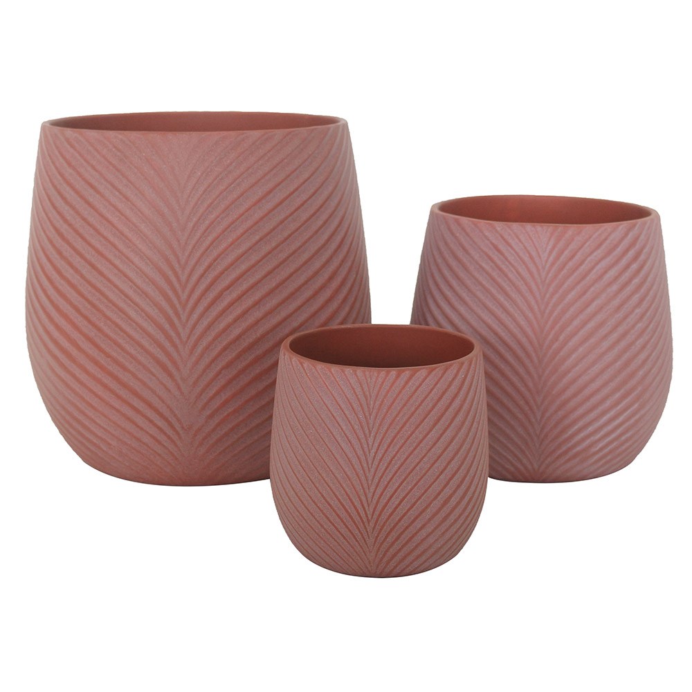 Cylinder Leaf Pot Terracotta Medium