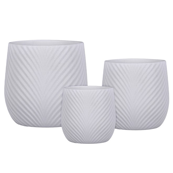 Drum Leaf Pot White Small