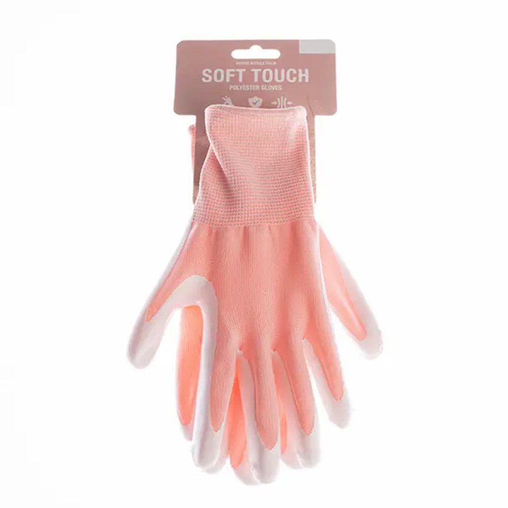 Soft Polyester Red Gardening Gloves Pastel - Large
