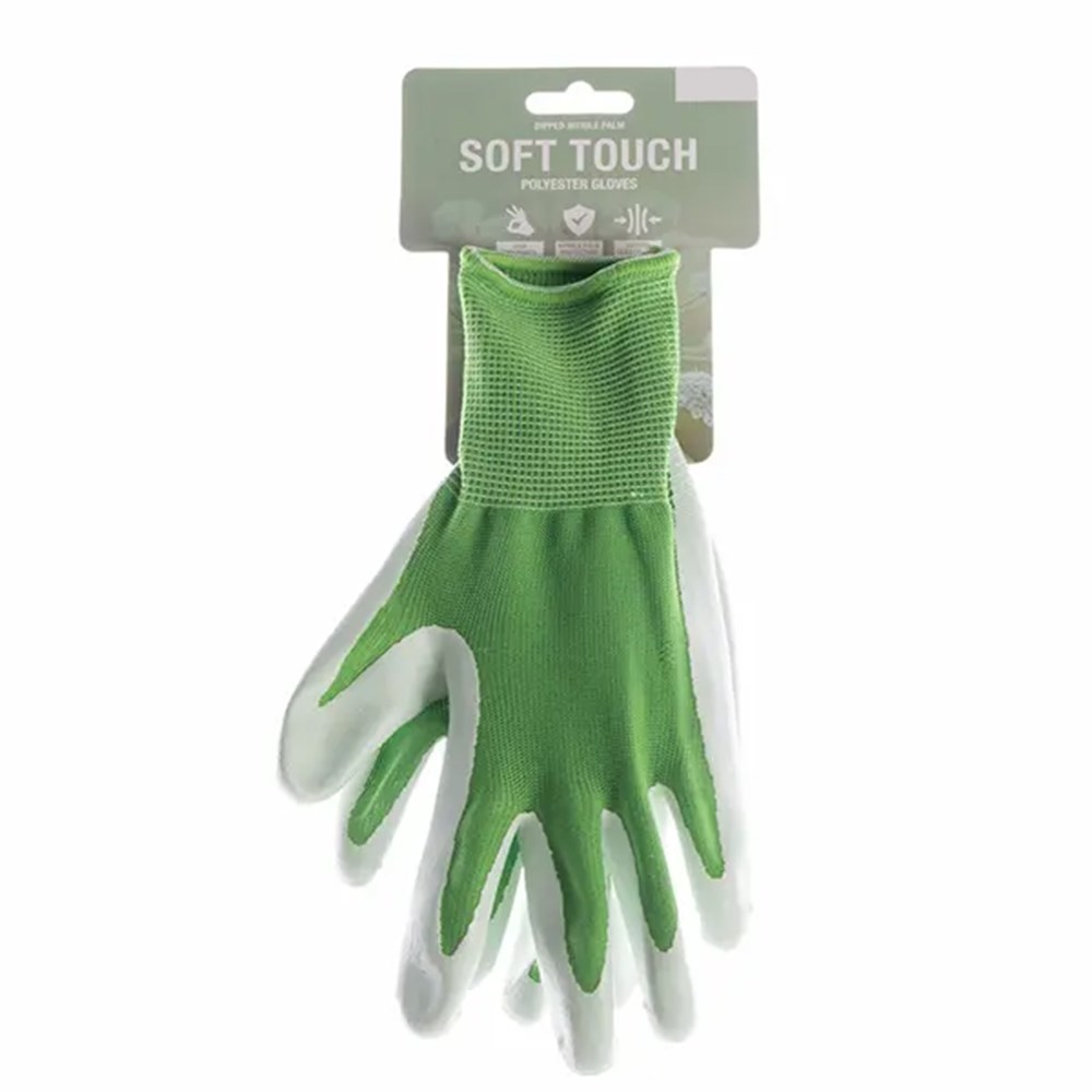 Soft Polyester Green Gardening Gloves Pastel - Small