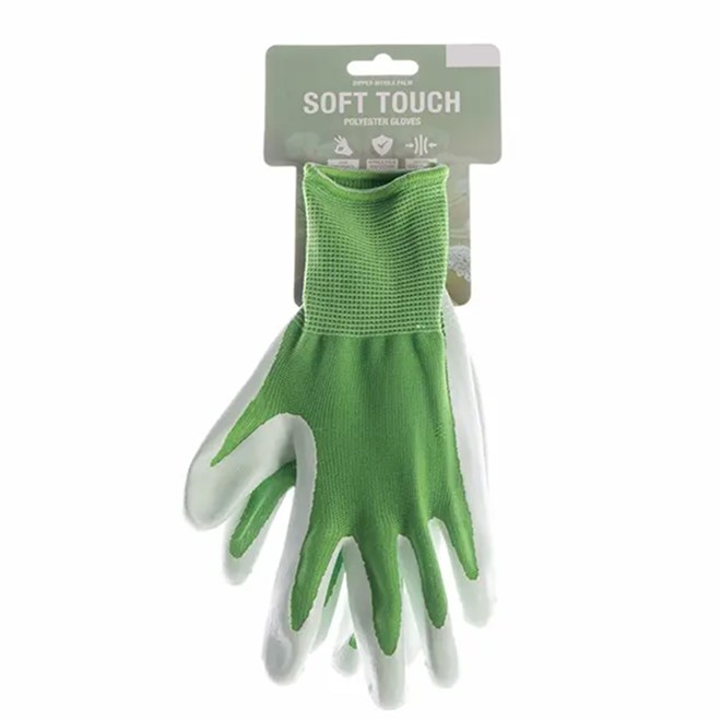 Soft Polyester Green Gardening Gloves Pastel - Large