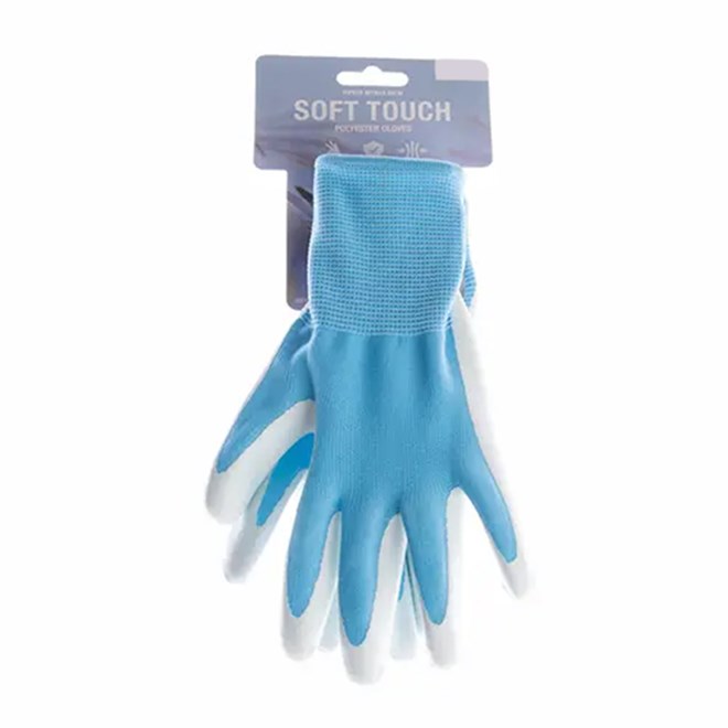 Soft Polyester Blue Gardening Gloves Pastel - Small
