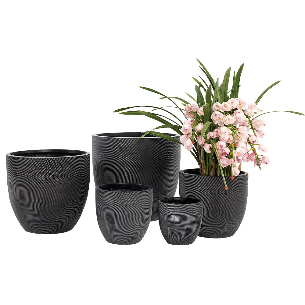 Helix Egg Pot 30x28cm Black Small