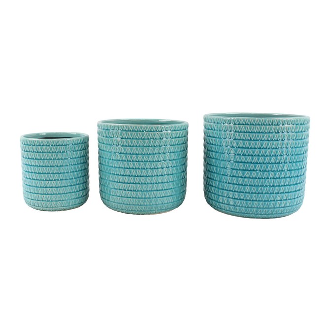 Northcote Laila Cylinder Pot 15.5x16cm Aqua Small